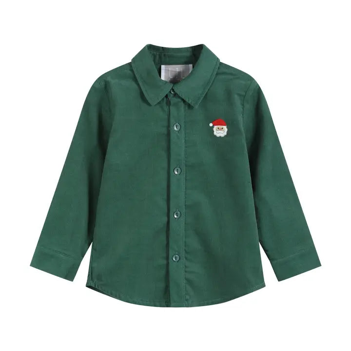 Green Corduroy Santa Dress Shirt