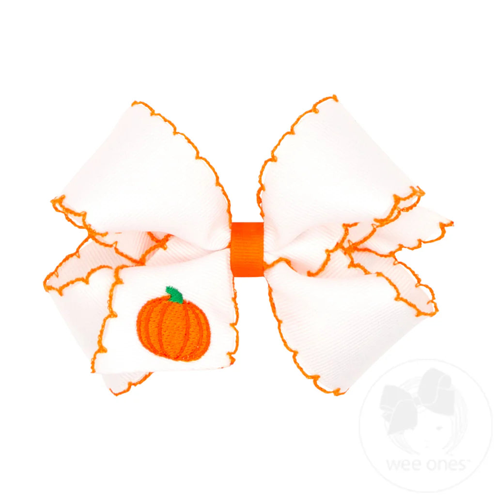 wee ones Pumpkin Embroidered Hair Bow