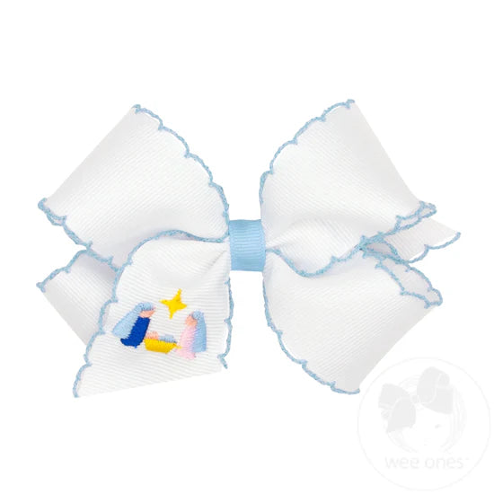 wee ones Nativiy Embroidered Hair Bow