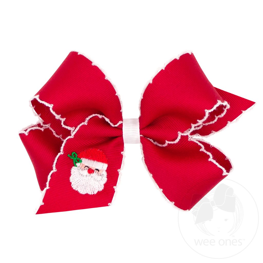 wee ones Santa Embroidered Hair Bow
