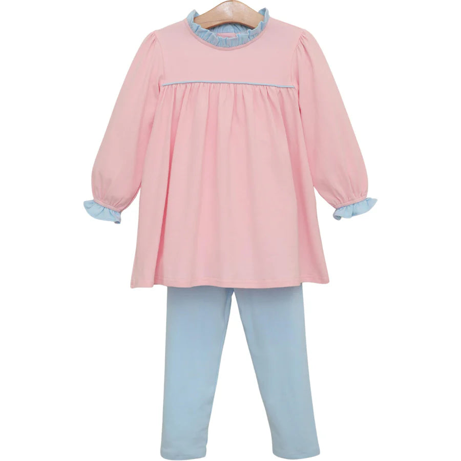 Annie Pants Set- Light Pink/Light Blue
