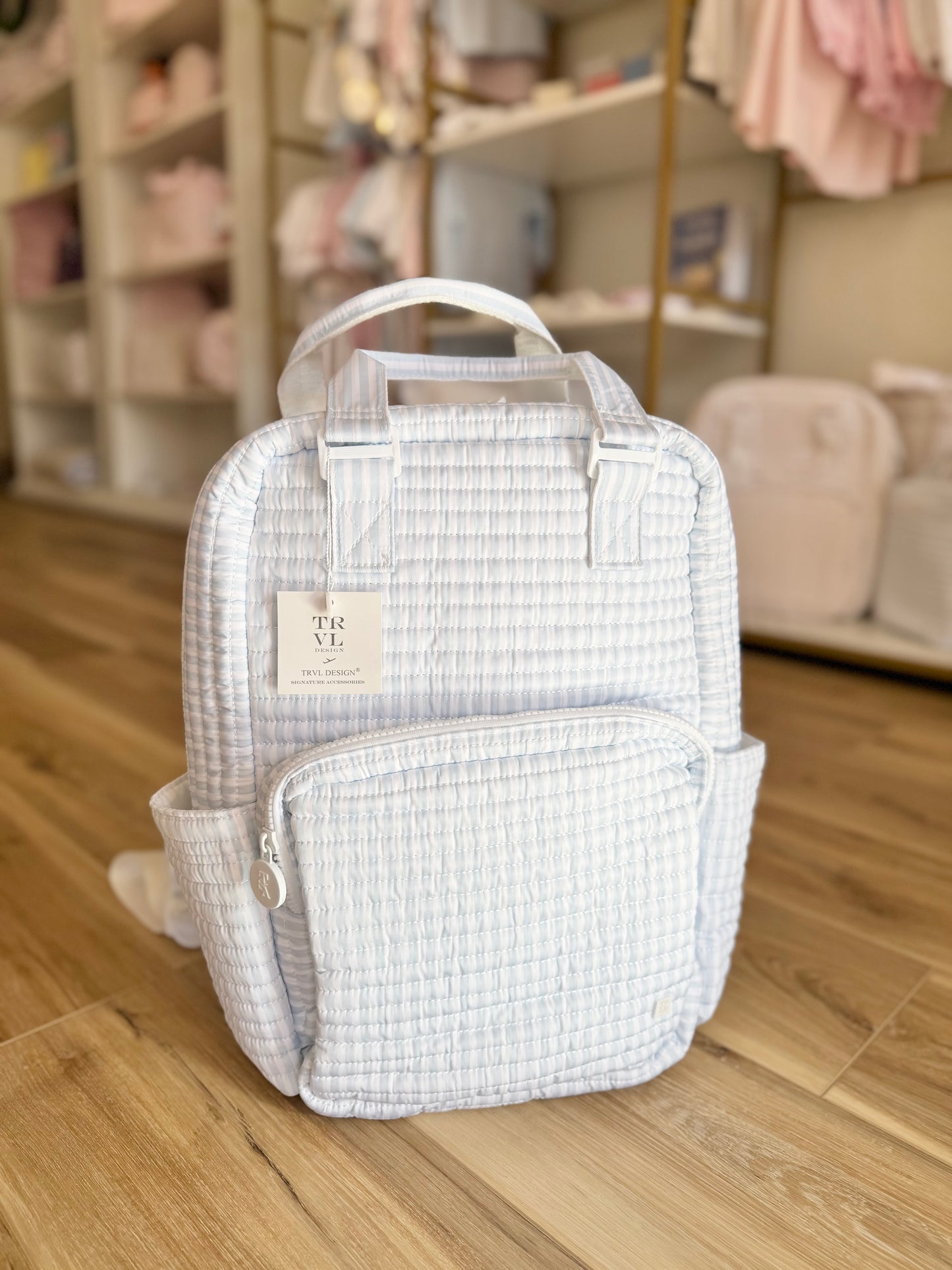 TRVL Pimlico Stripe Blue Quilted All you Need Bag