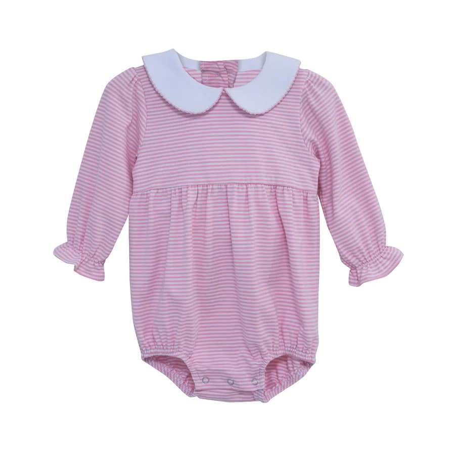 Long Sleeve Pink Stripe Ruffle Bubble