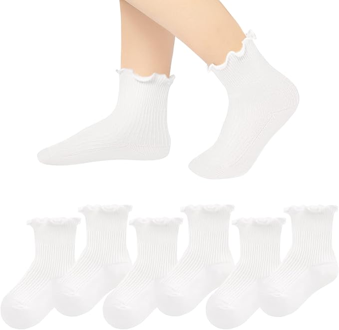 6-12M White Ruffle Socks