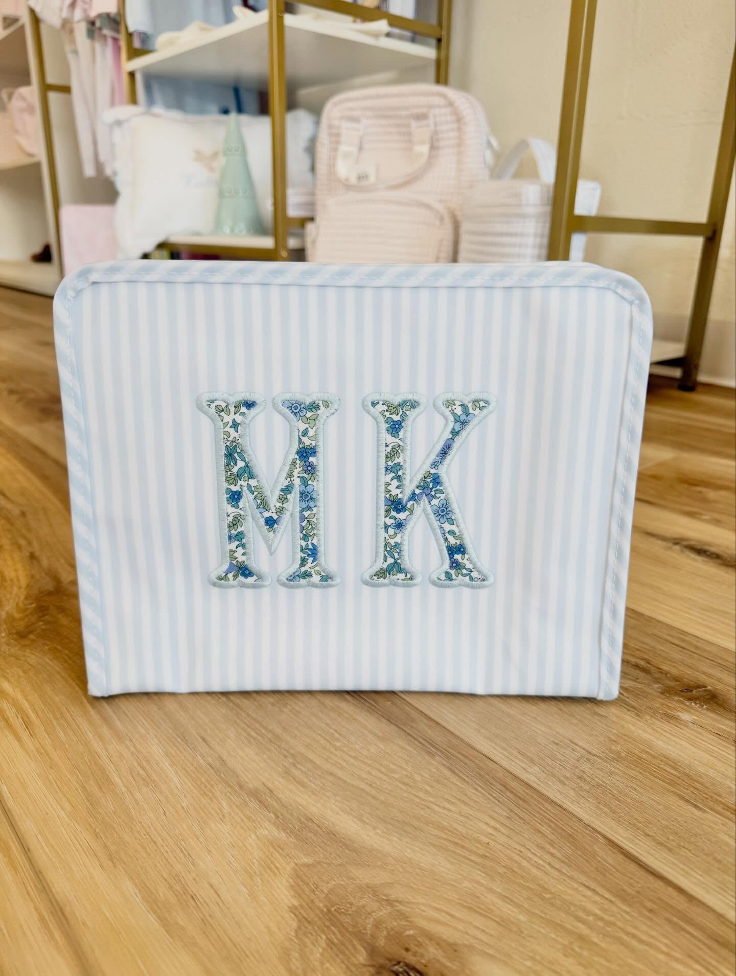 TRVL Blue stripe Large Roadie- 2 initial