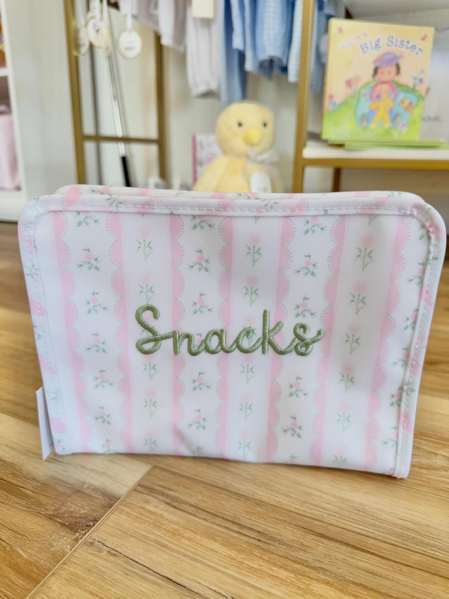 TRVL Pink Ribbon Floral Large Roadie “Snacks"