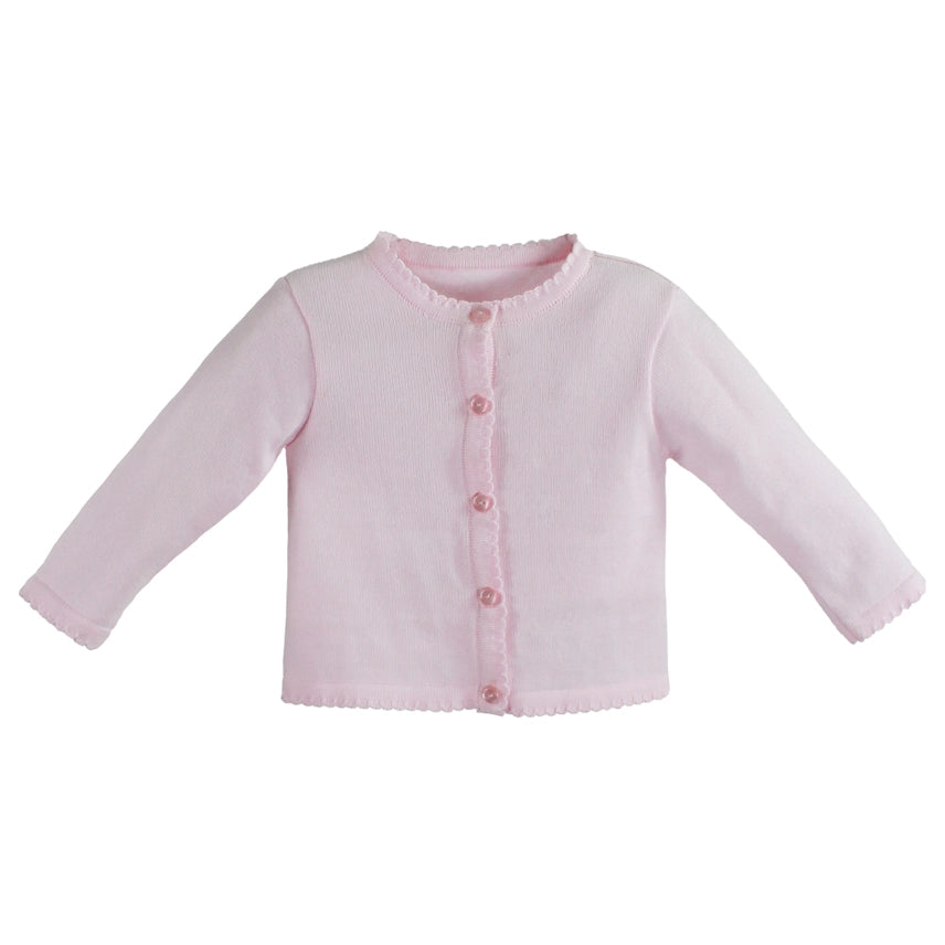 Petit Ami Pink Scalloped Edge Cardigan Sweater