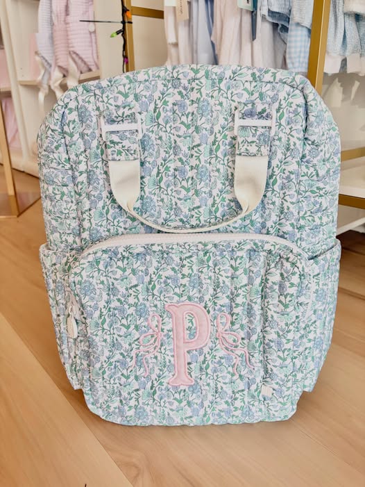 TRVL Hamptons Floral All You Need Bag - Single Initial with Bows