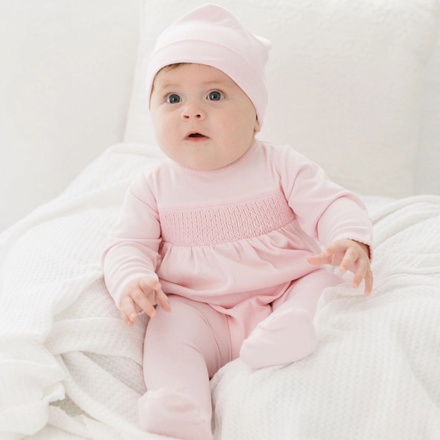 Magnolia Baby Solid Pink Smocked Footie