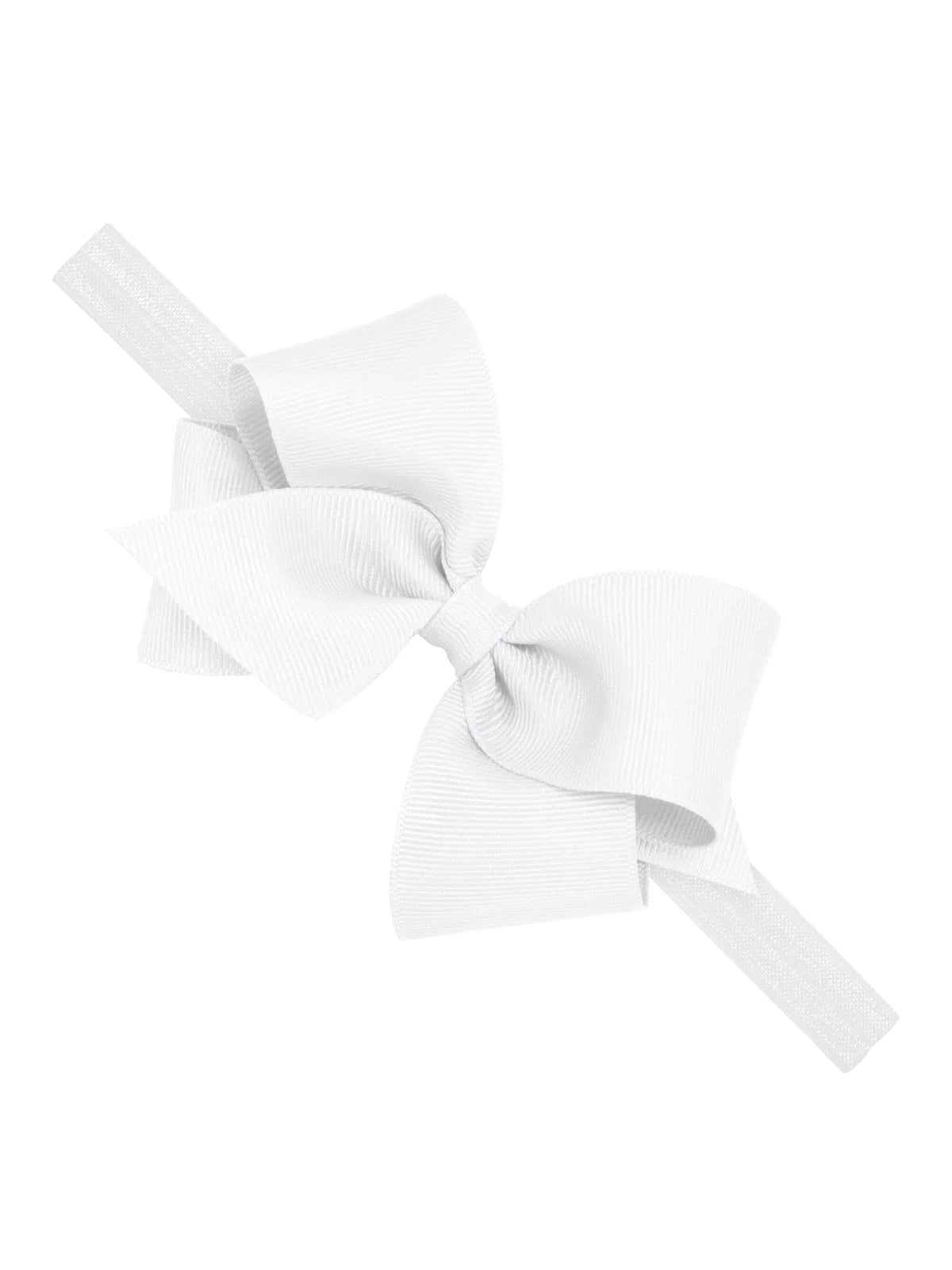 Mini King White Classic Grosgrain Girls Hair Bow on Baby Band