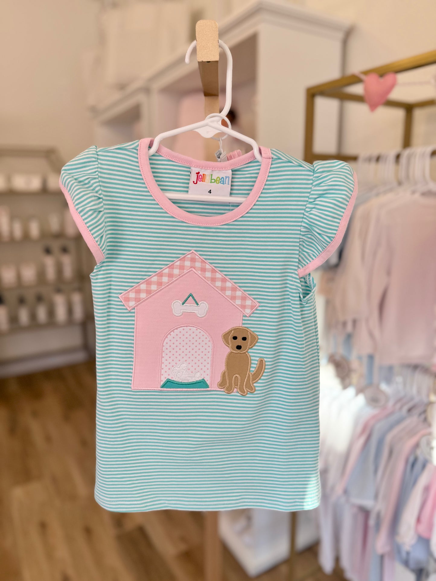 Jellybean Puppy House Applique Scallop Short Set