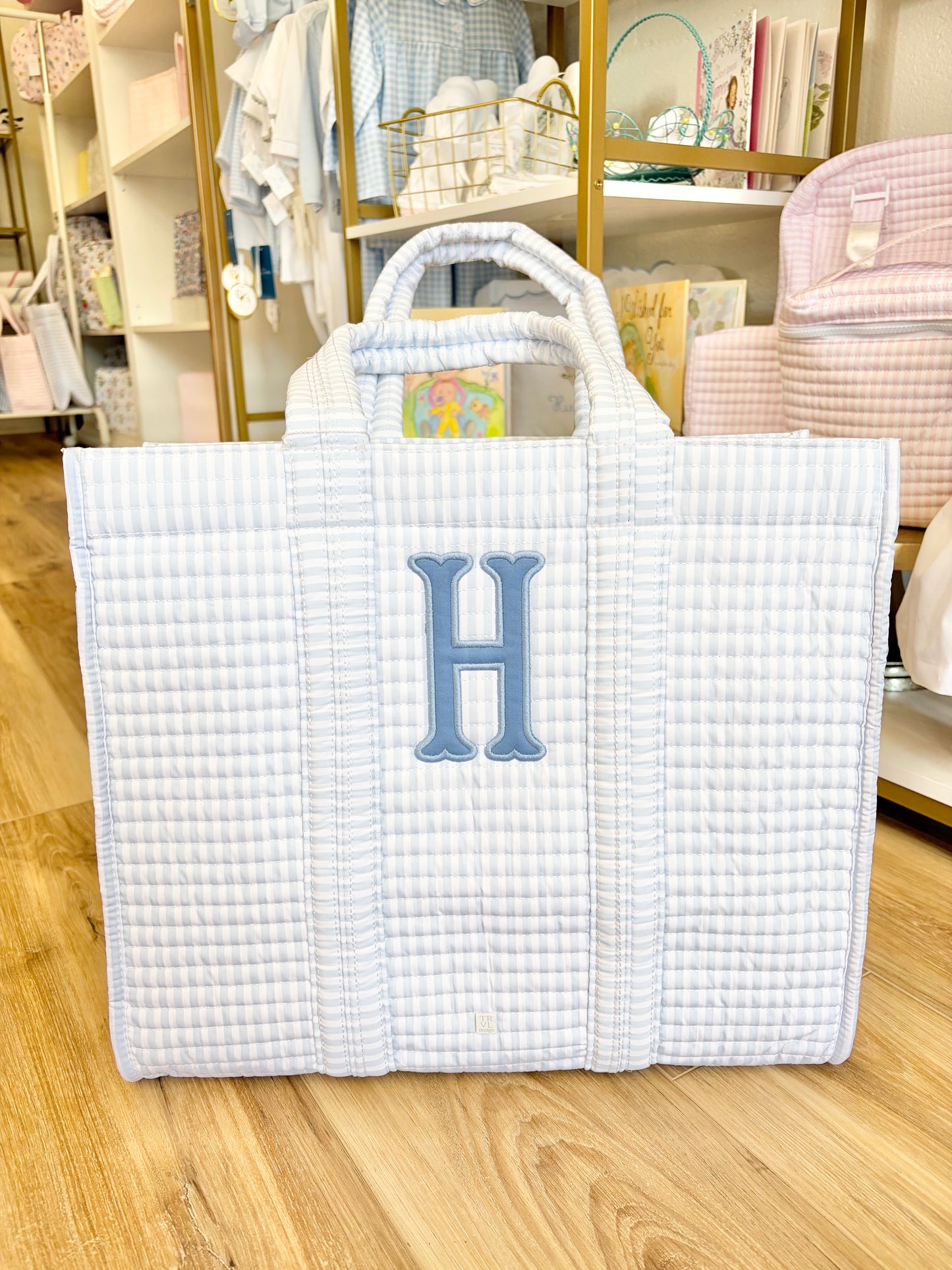 TRVL Pimlico Stripe Blue Quilted Tote