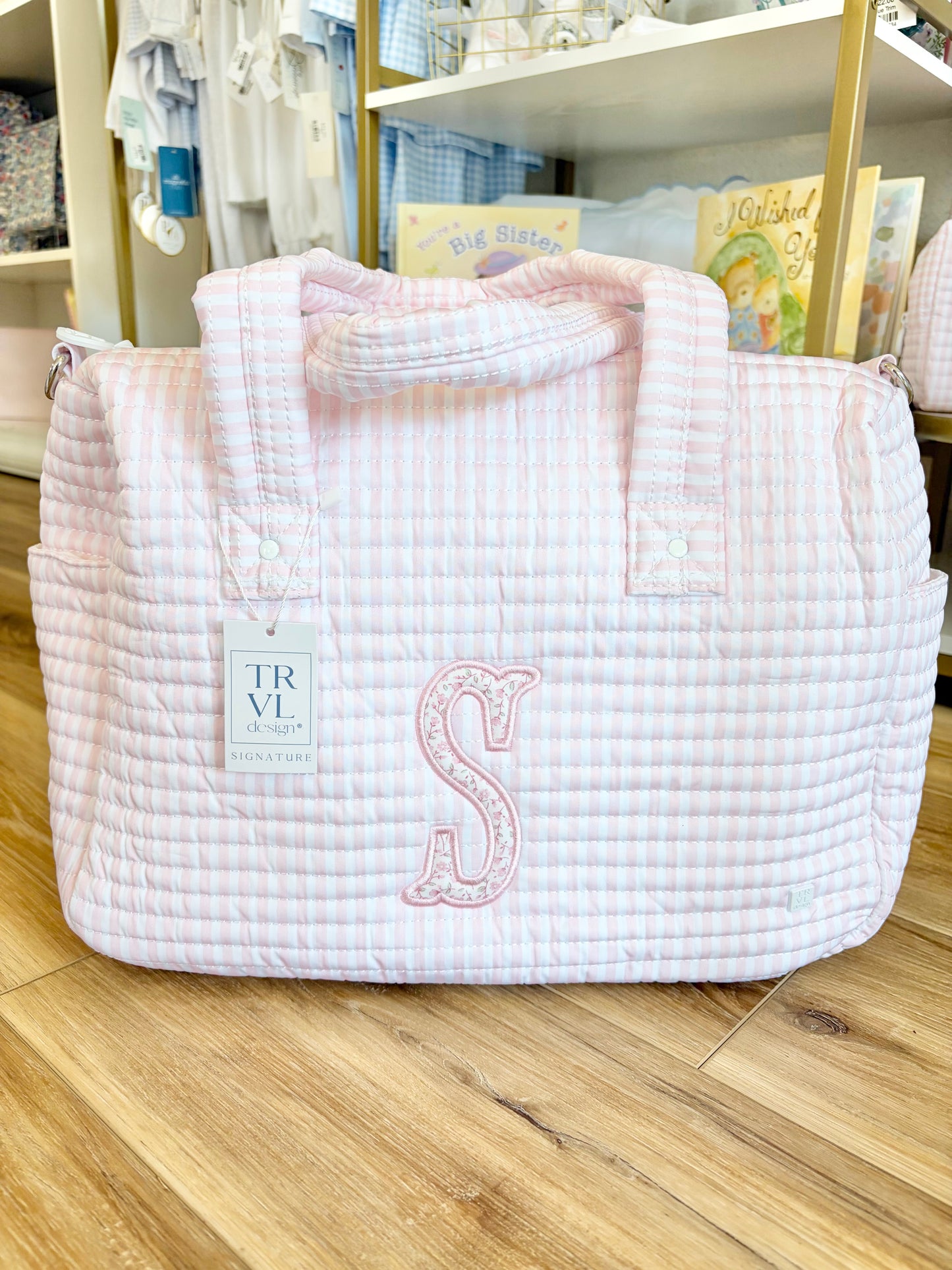 TRVL Pink Pimlico Stripe Quilted Stroller Bag