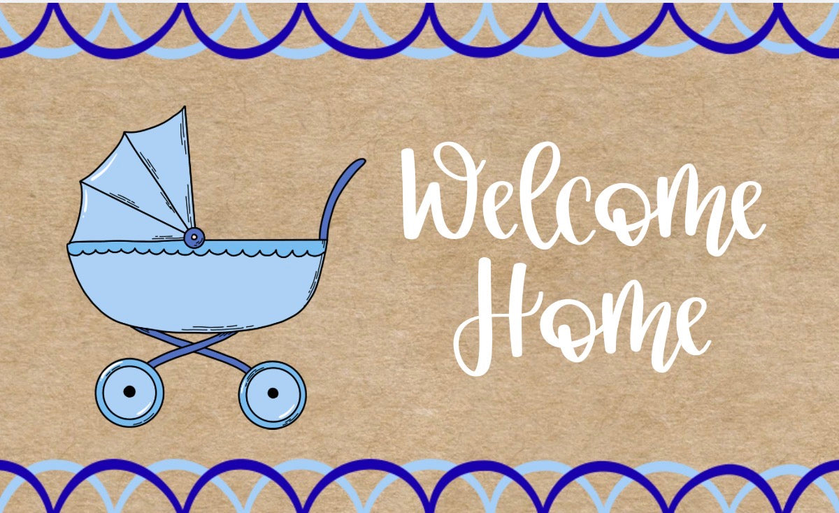 Welcome Home Painted Banner- Blue