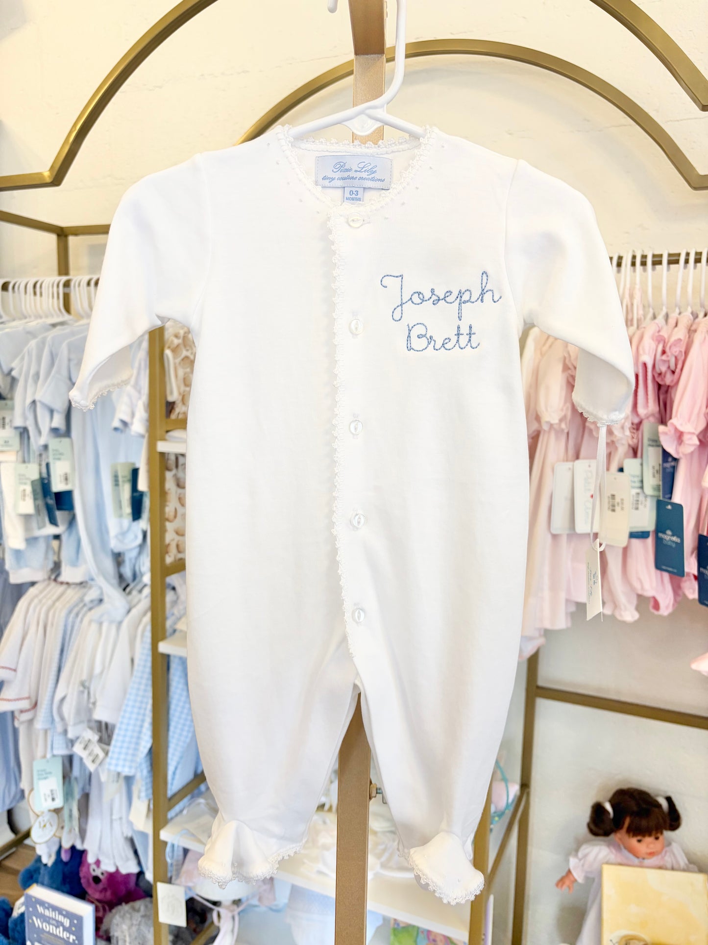 Pixie Lily White Jersey Footy Romper- Beckham Font Name