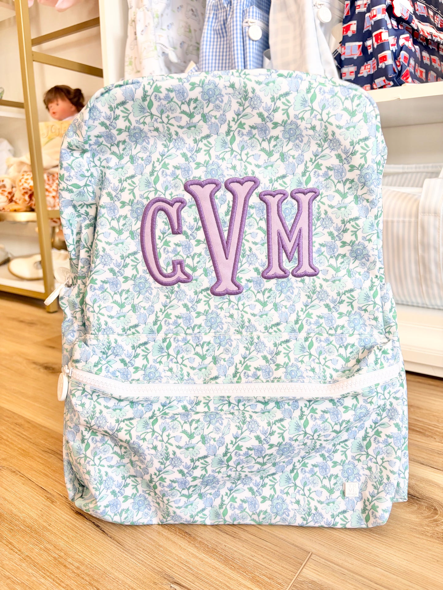 TRVL Hamptons Floral Backpacker- 3 Initials
