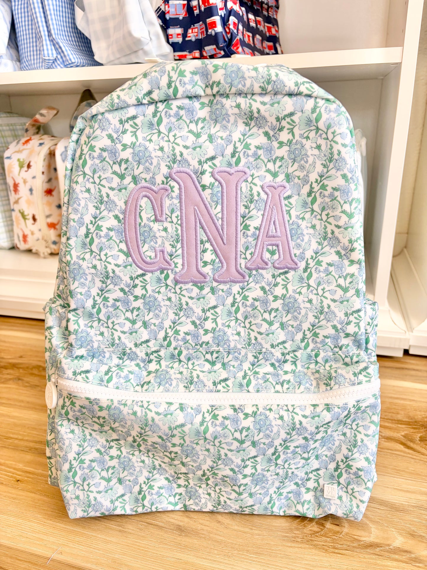 TRVL Hampton Floral Backpacker- 3 Initial Applique