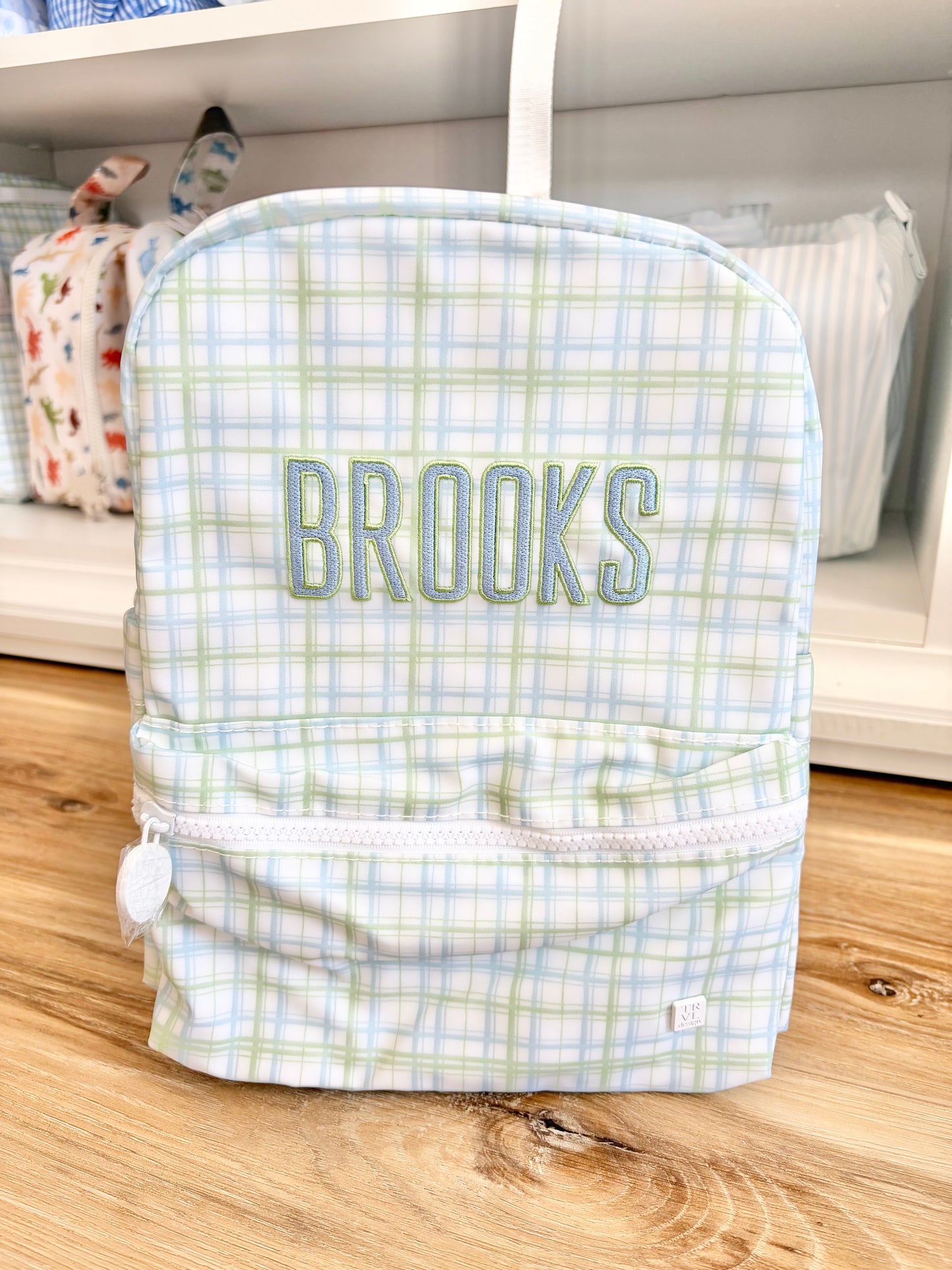 TRVL Classic Plaid Mini Backpacker with Beau Font