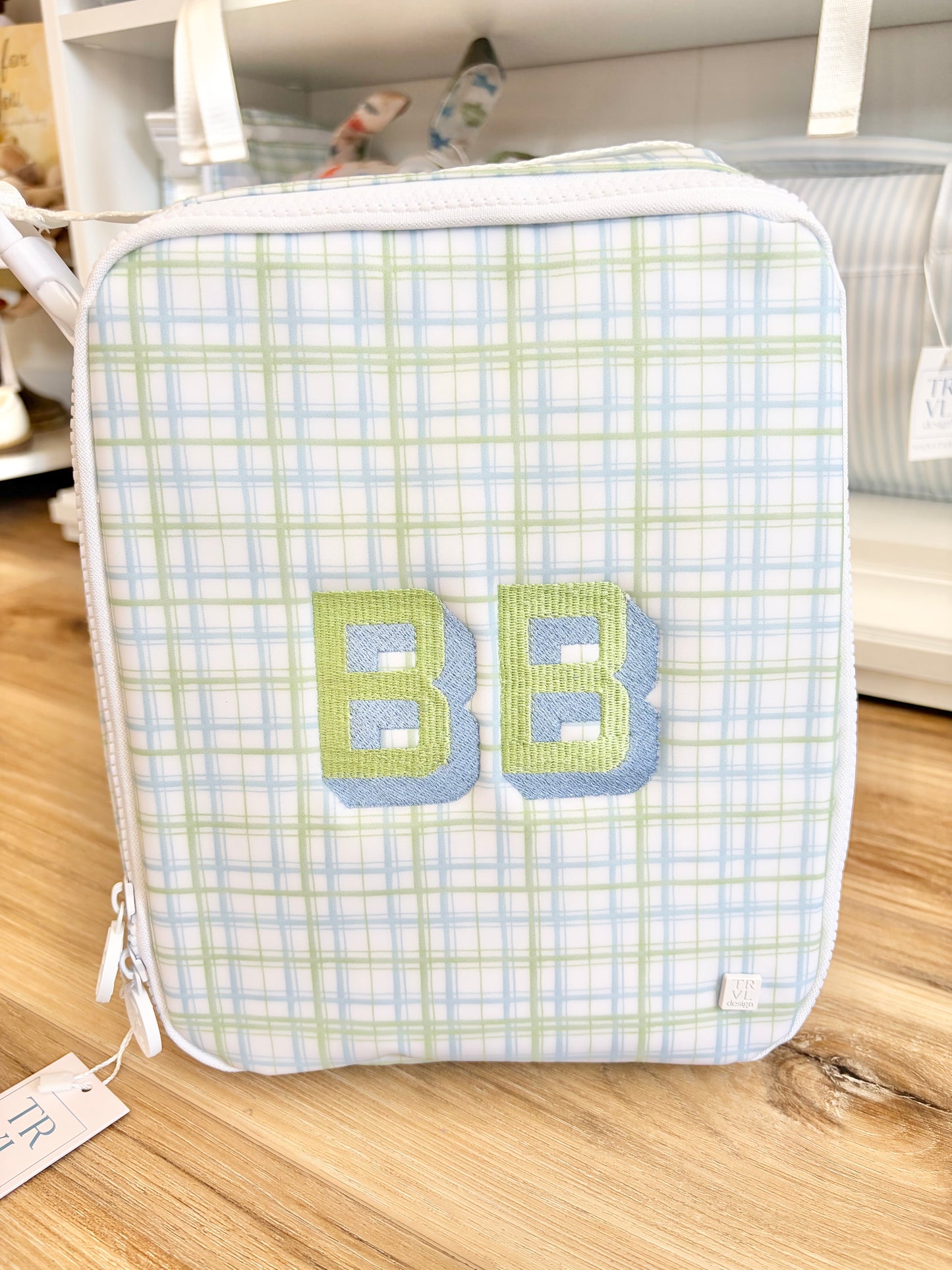 TRVL Classic Plaid Insulted Lunch Box with ABC Font