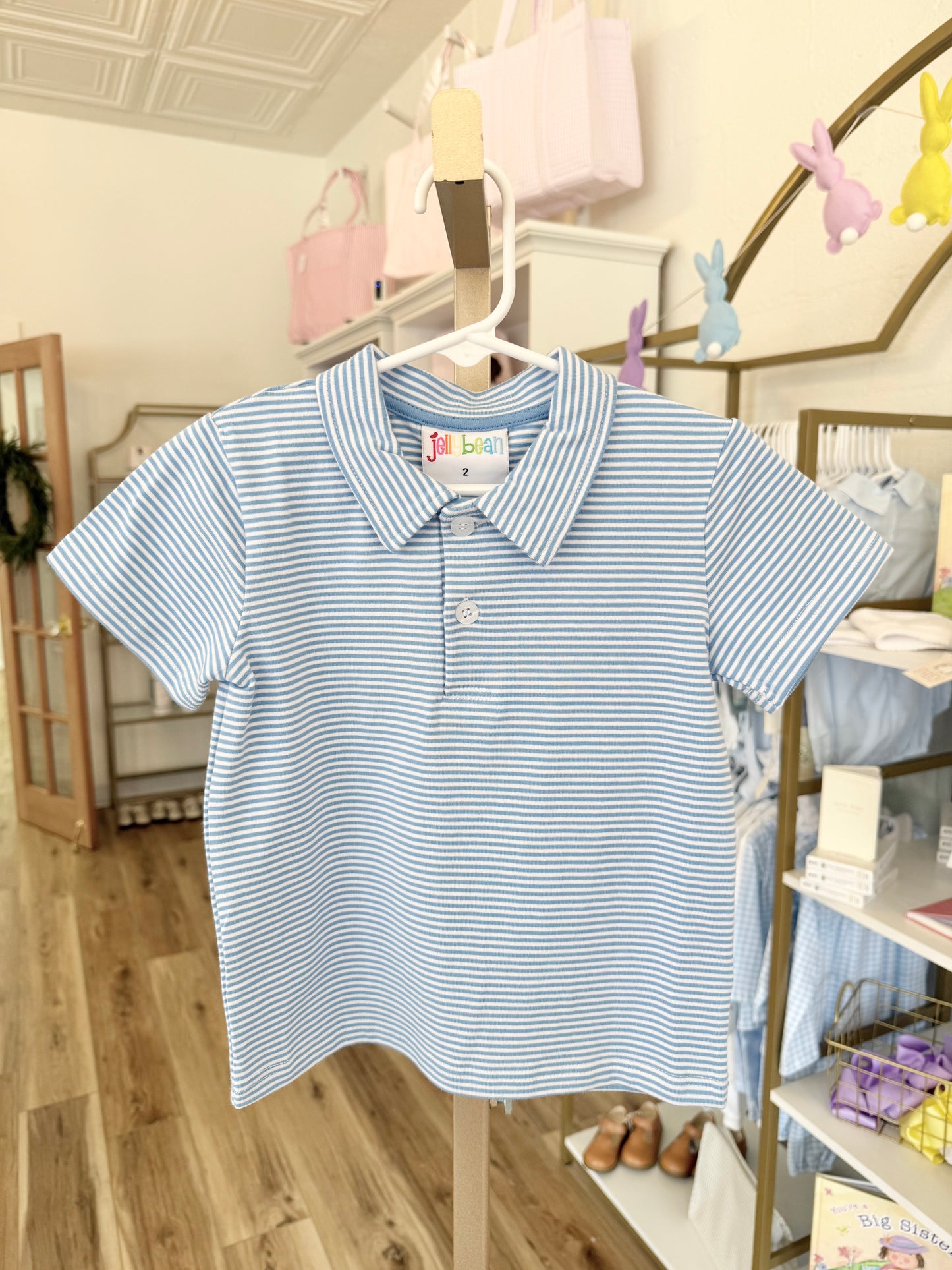 Jellybean Cornflower Stripe Michael Polo