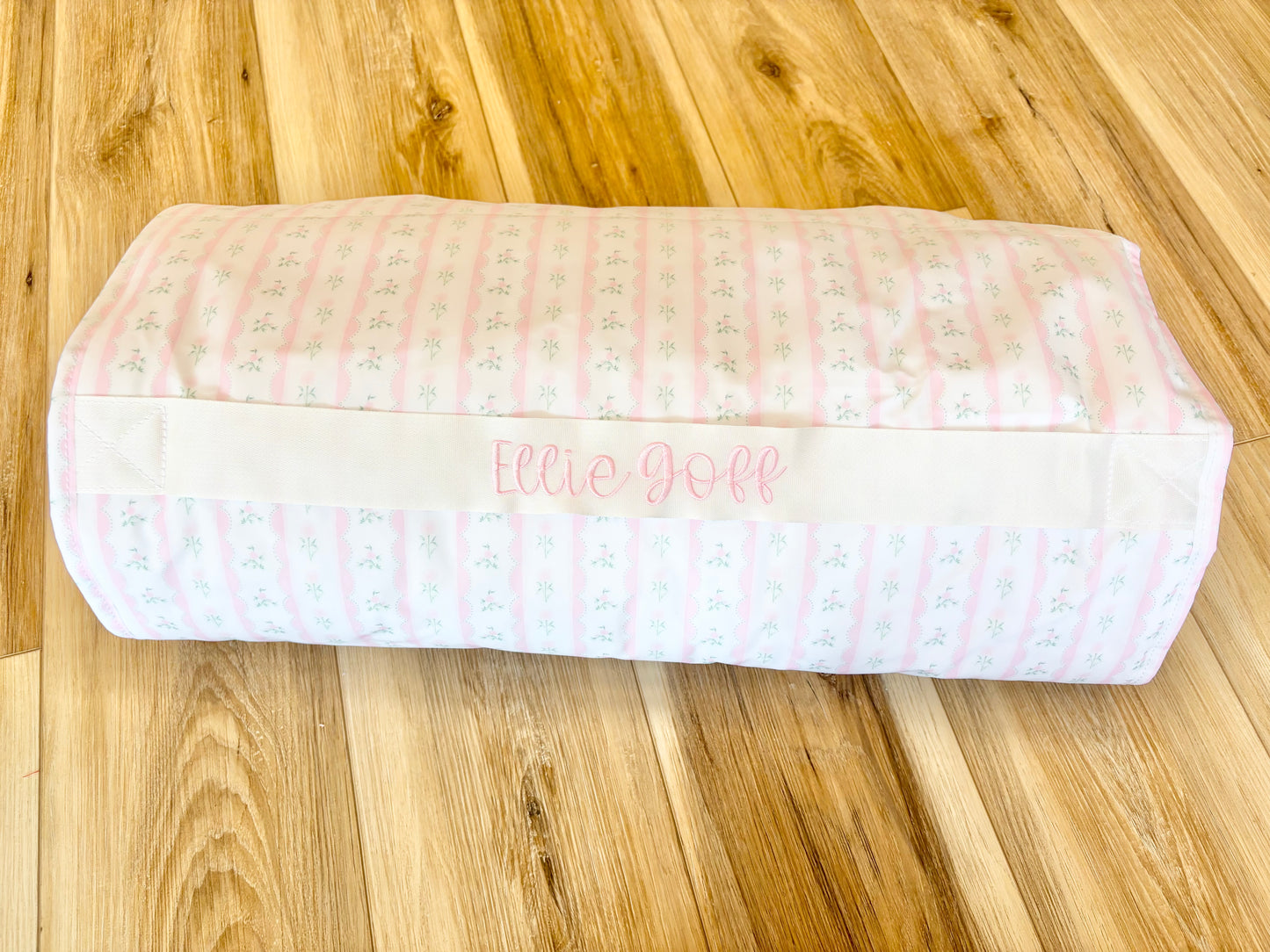 TRVL Pink Ribbon Floral Nap Mat with Sofie Font
