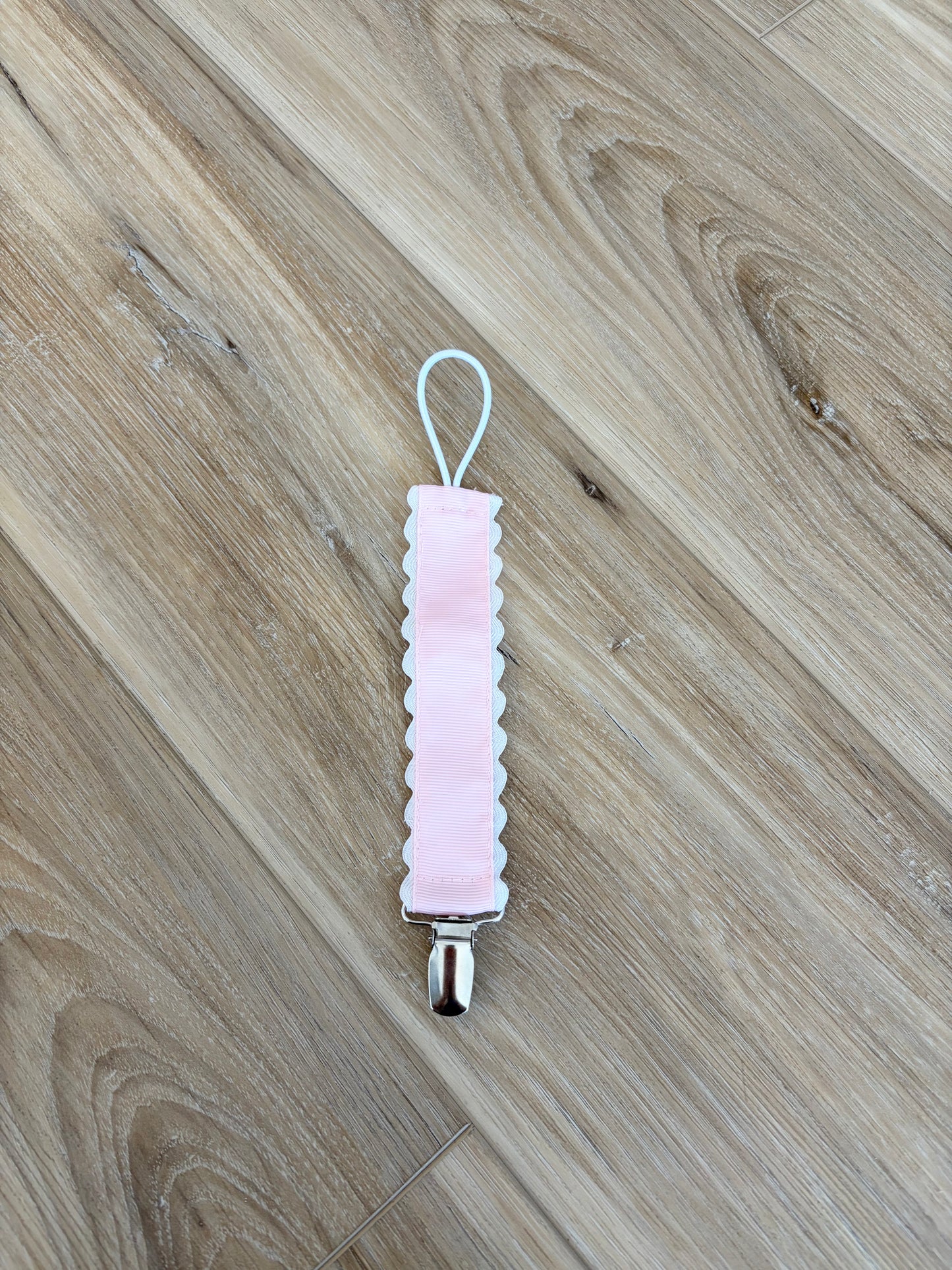 Pink Grosgrain Solid Paci Clip