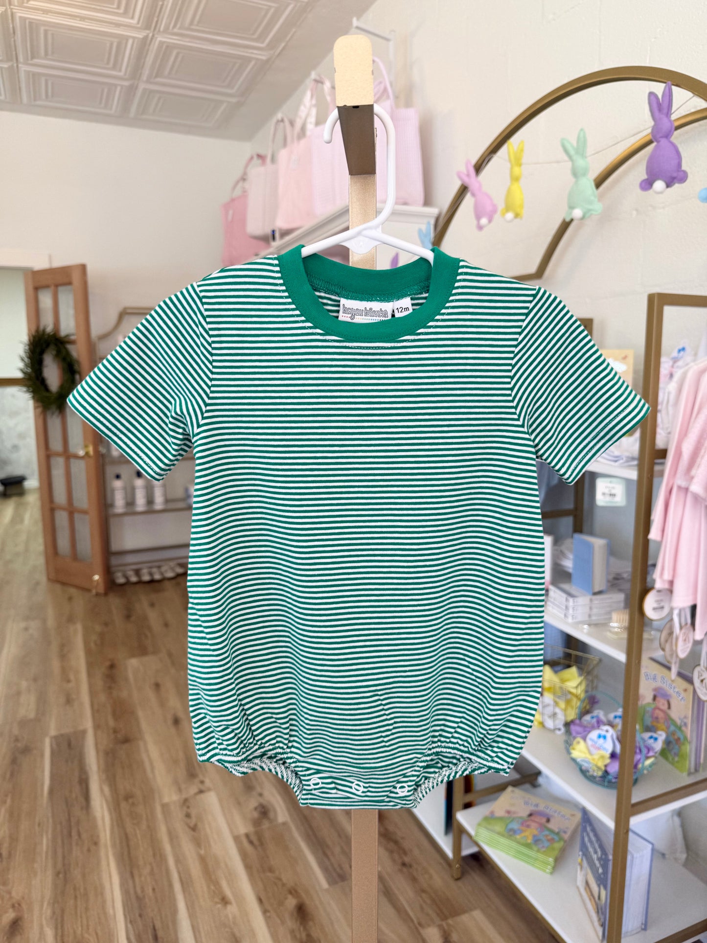 Kelly Green Short Sleeve Stripe Tshirt Bubble
