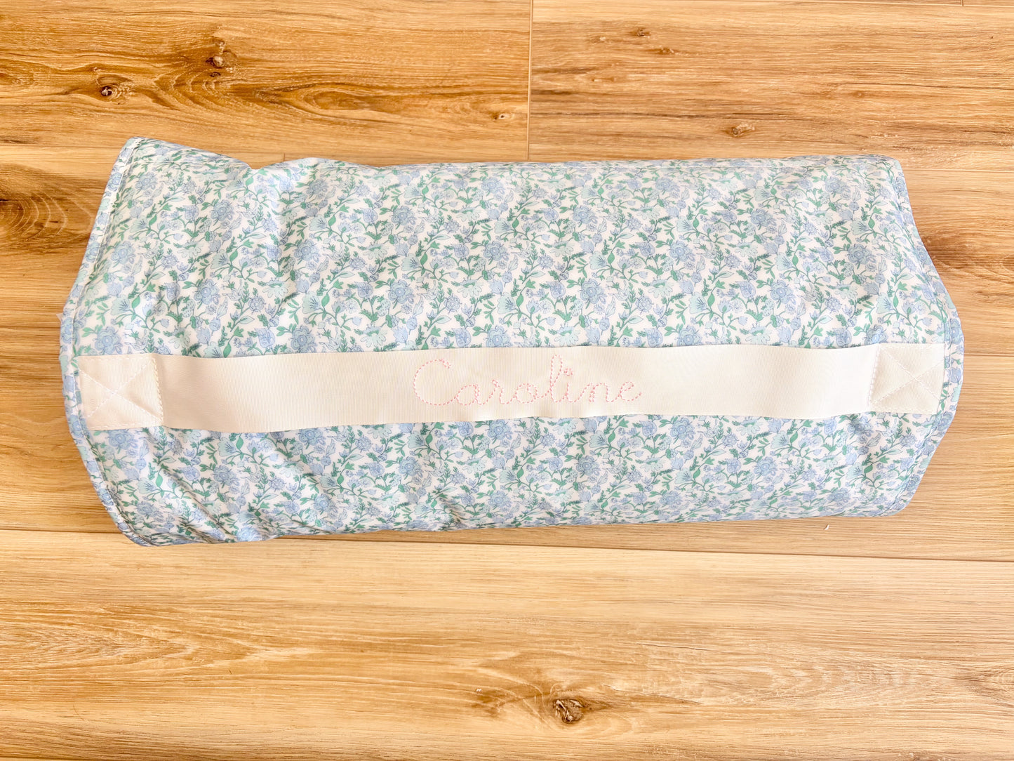 TRVL Hamptons Floral Nap Mat with Beckham Font Name