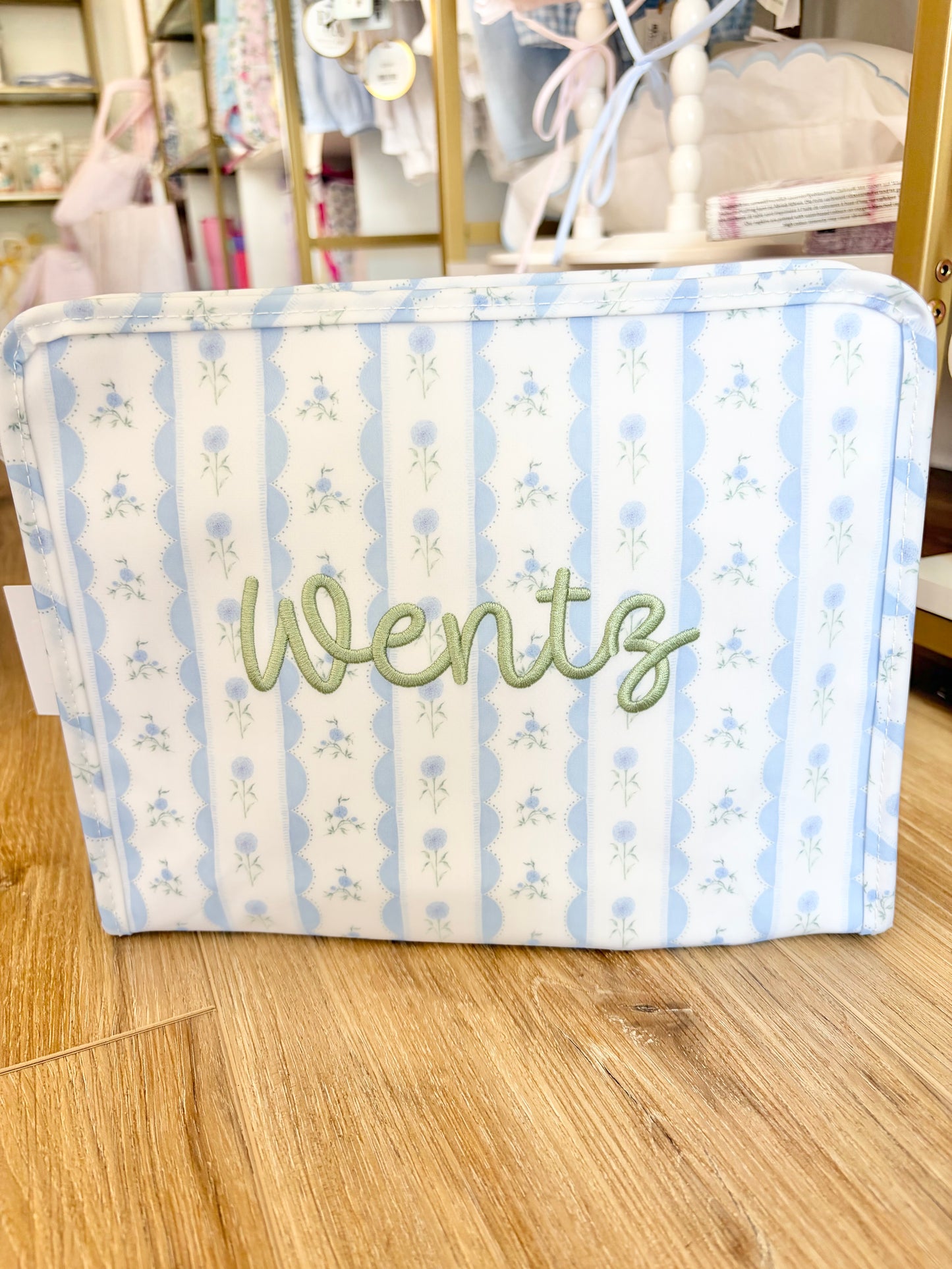 TRVL Blue Ribbon Floral Medium Roadie with Single Name