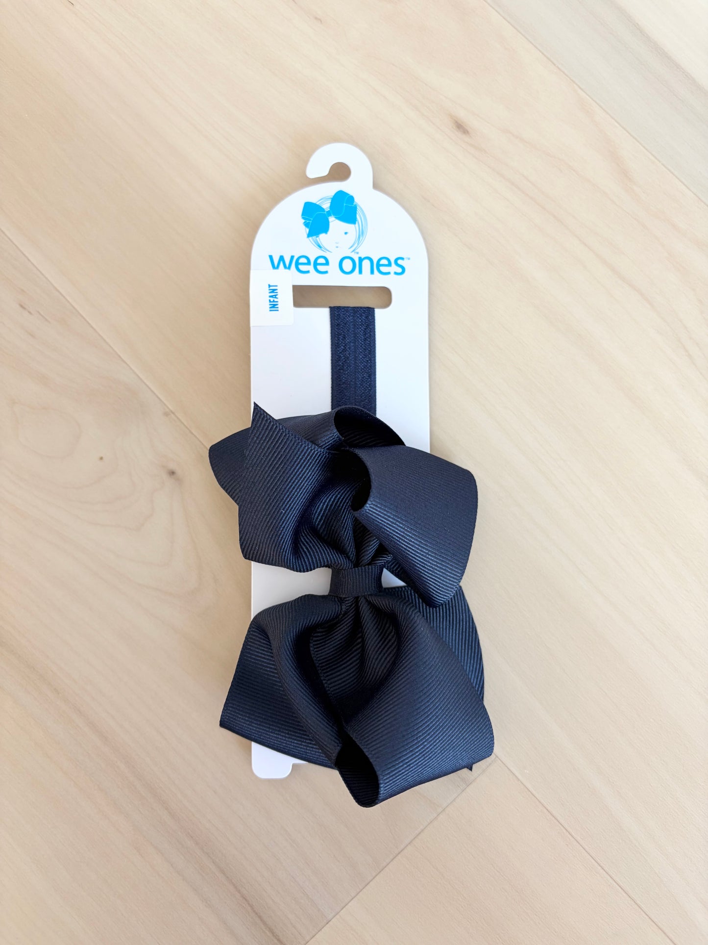 Navy Mini King Classic Grosgrain Girls Hair Bow on Baby Band