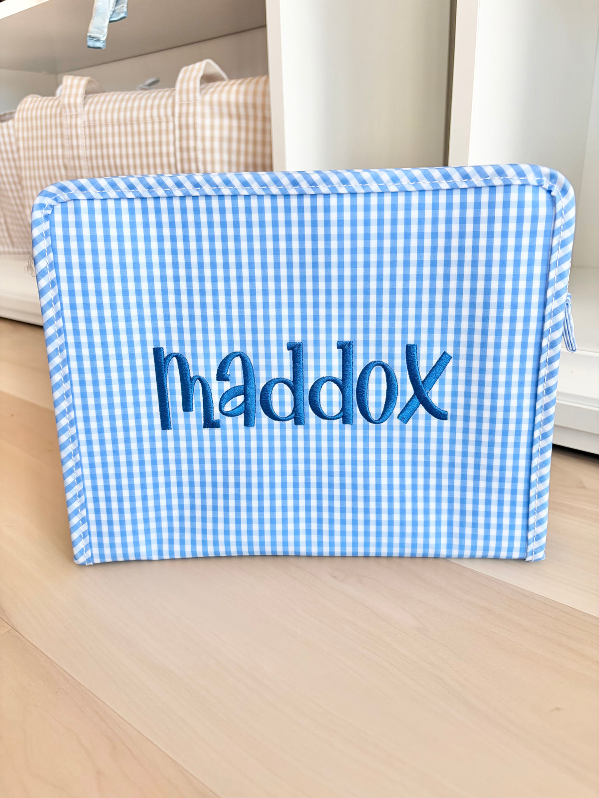 TRVL Gingham Sky Large Roadie with Susie Font
