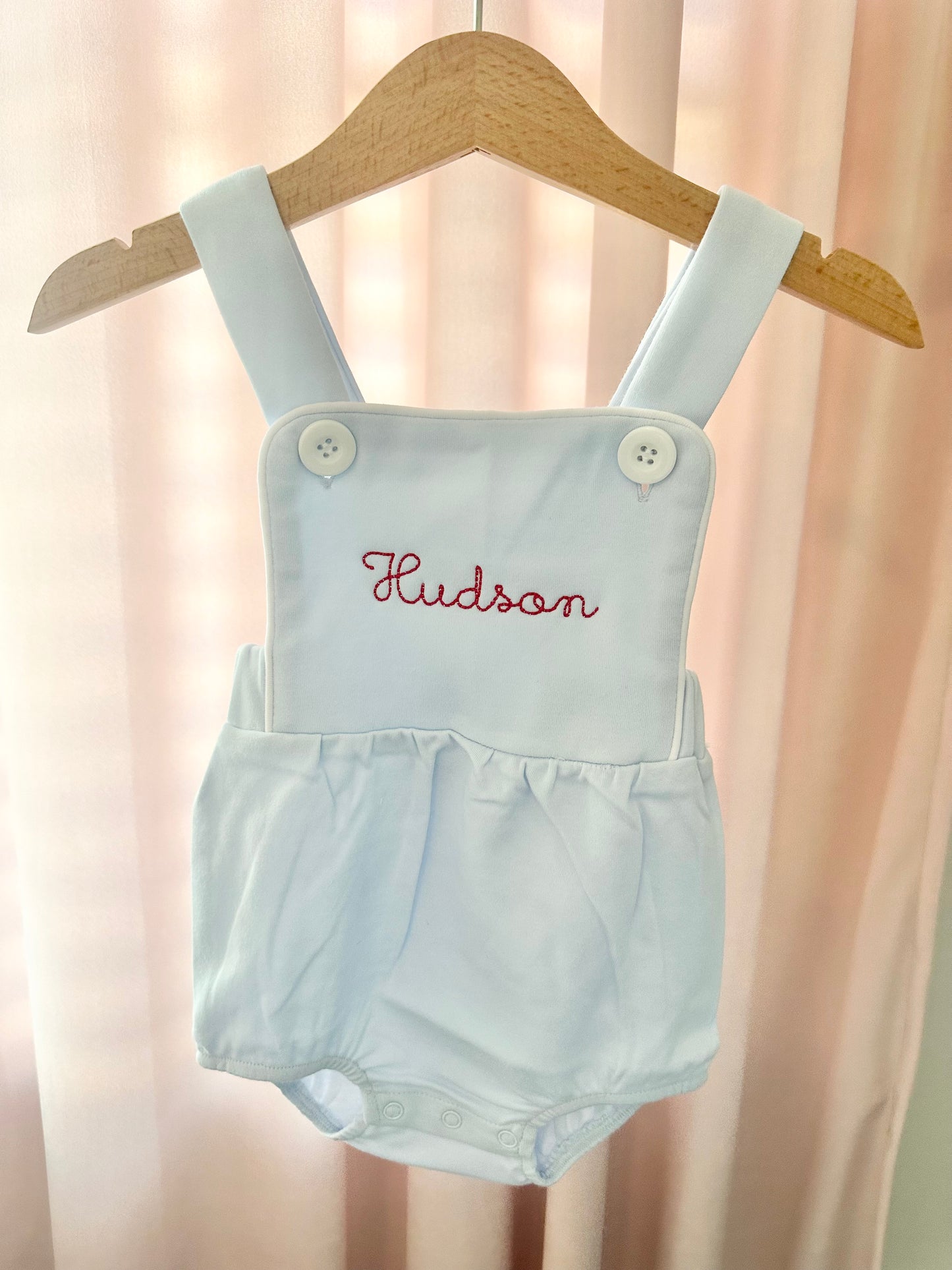 Light Blue Knit Sunsuit Bubble with Red Thread