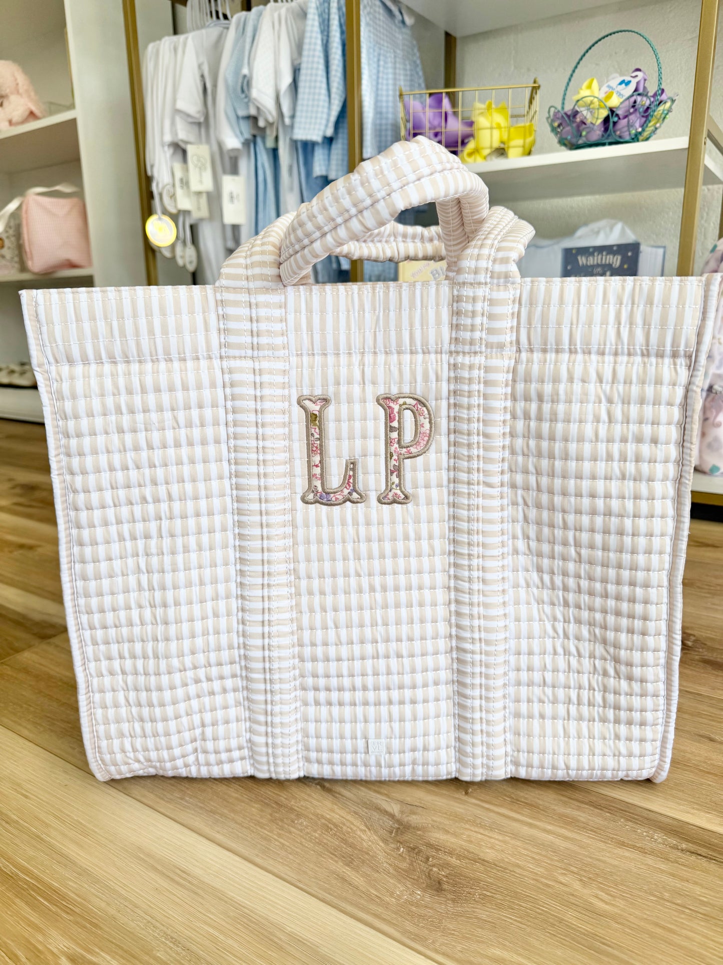 TRVL Pimlico Stripe Sand Quilted Tote