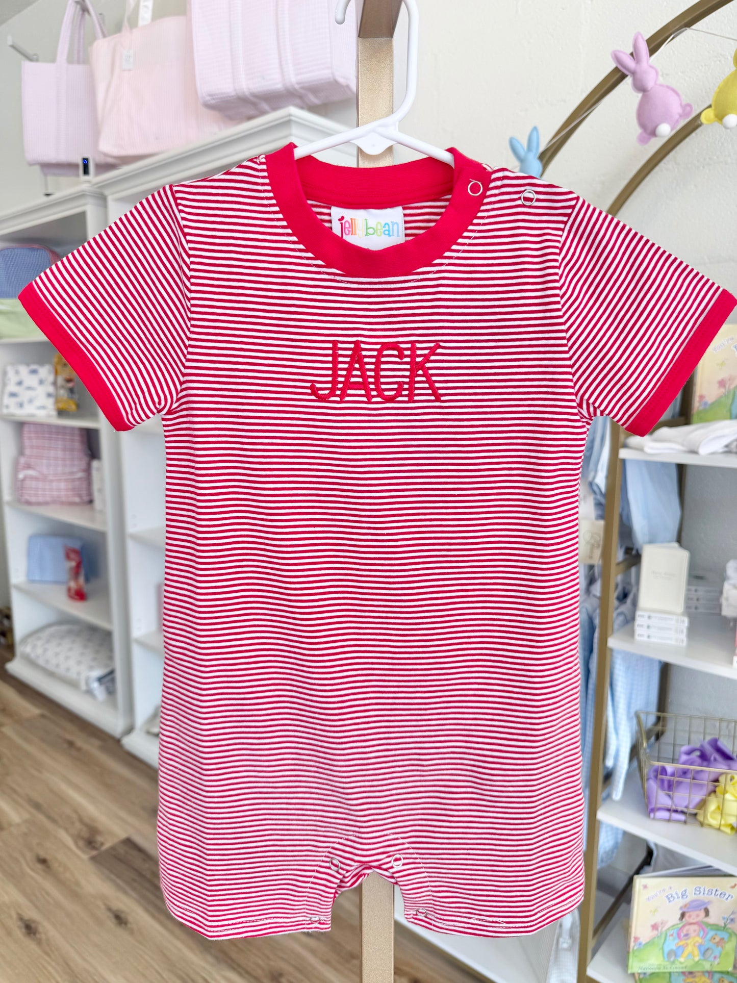 Jellybean Red Stripe James Romper