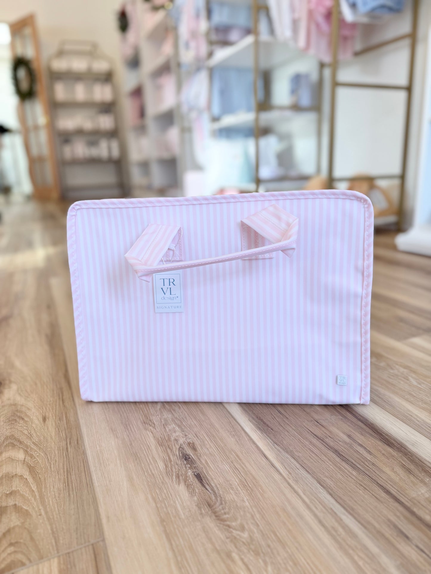 TRVL Pimlico Stripe Pink Overnite Tote