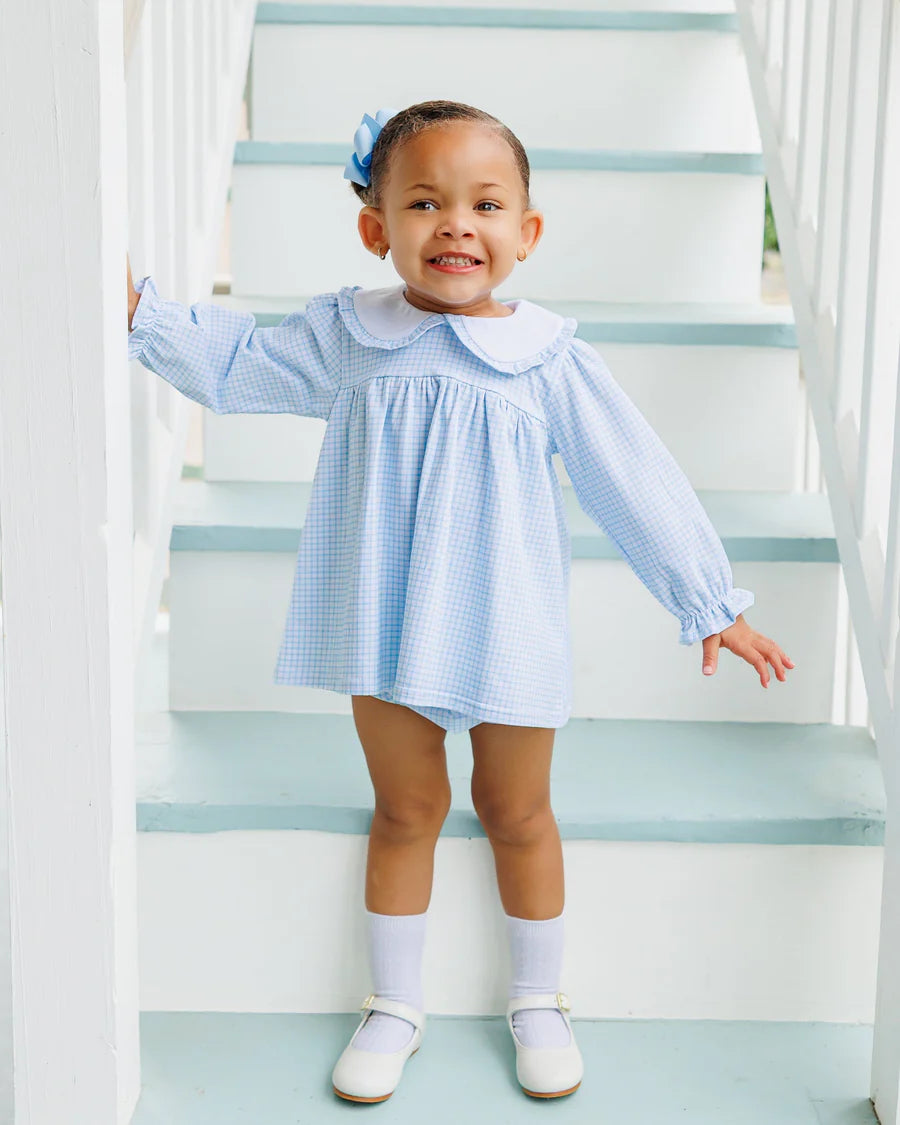 Catherine Diaper Set- Light Blue Windowpane