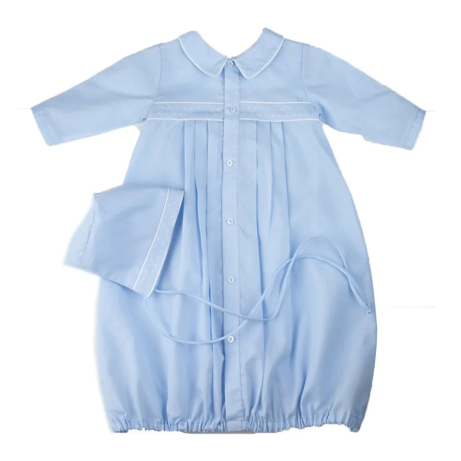 Feltman Brothers Boys Dot Embroidered Take Me Home Gown with Hat