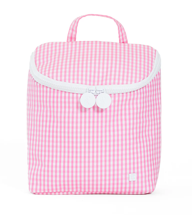 TRVL Gingham Pink Take Away Insulated Lunch Bag