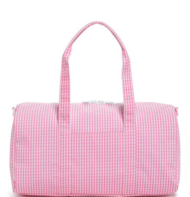 TRVL Gingham Pink Weekender Duffel Bag