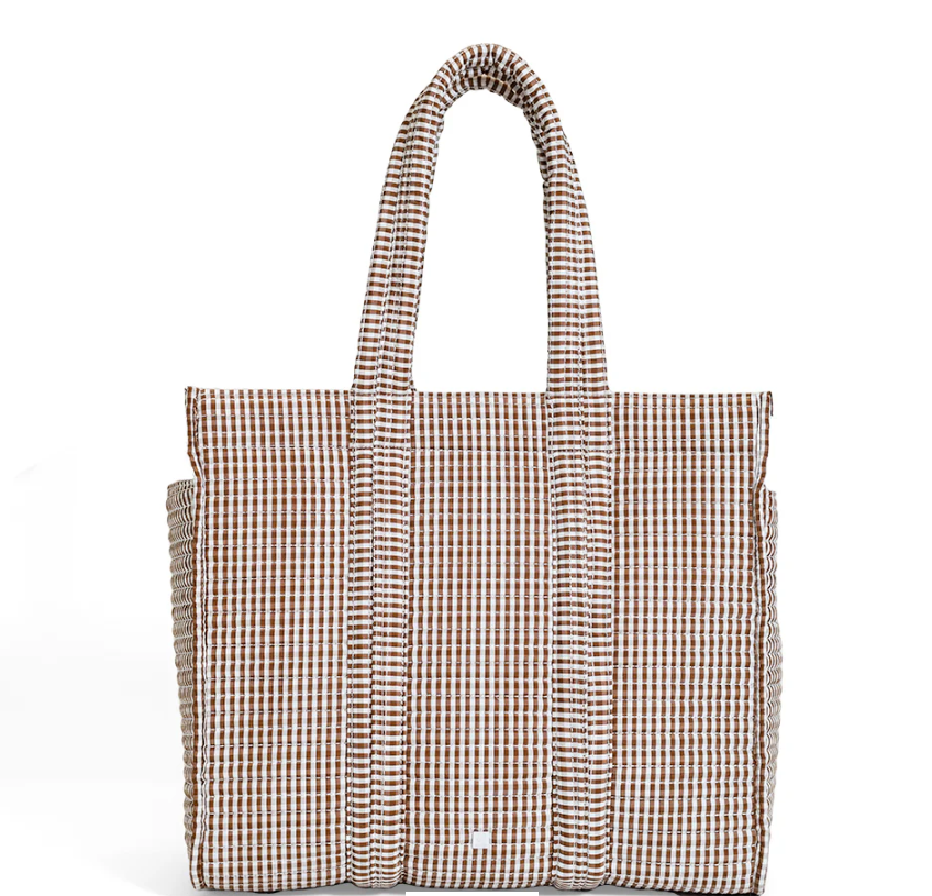 TRVL Gingham Coco Quilted Tote Bag