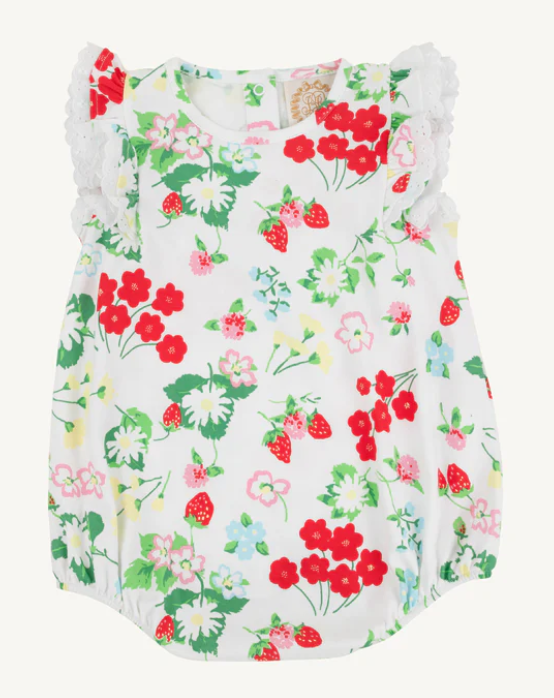 The Beaufort Bonnet Company Ruehling Ruffle Bubble - Berry Sweet with Worth Avenue White