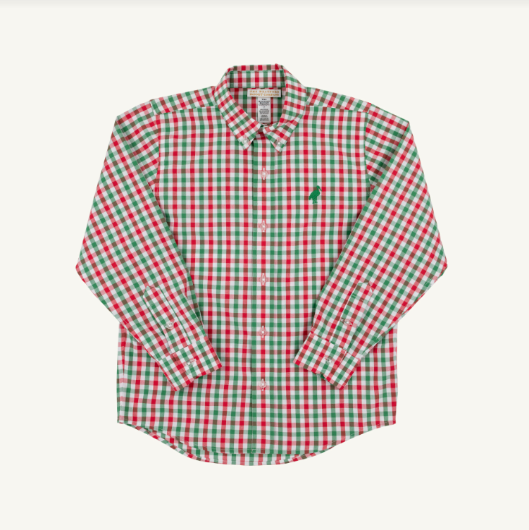 Dean's List Dress Shirt- Richmond Red & Kiawah Kelly Green Gingham
