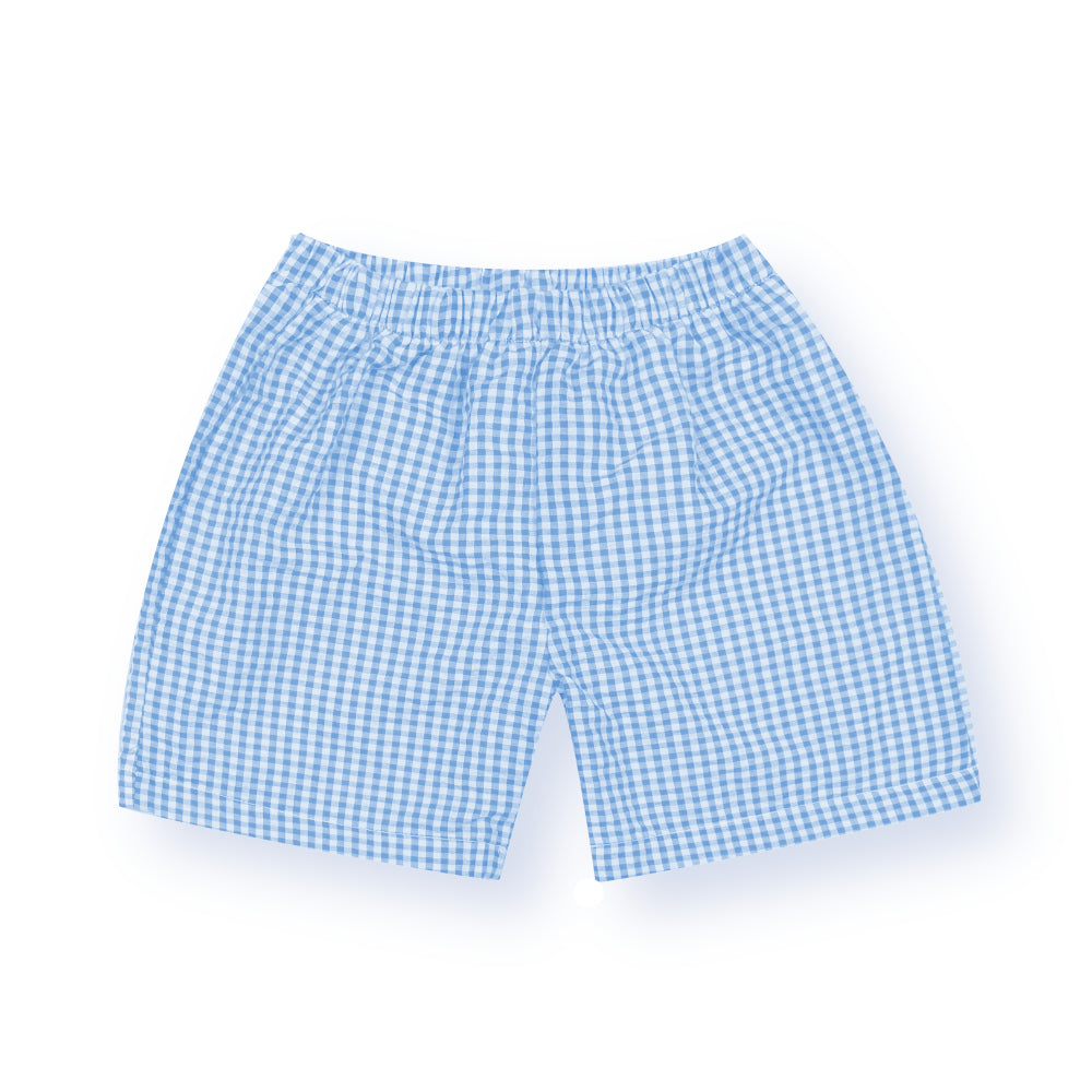 Blue Gingham Seersucker Shorts