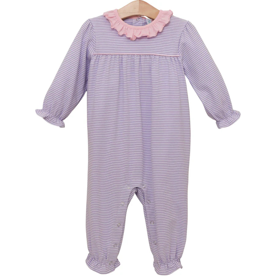 Audrey Romper- Lavender Stripe/Light Pink