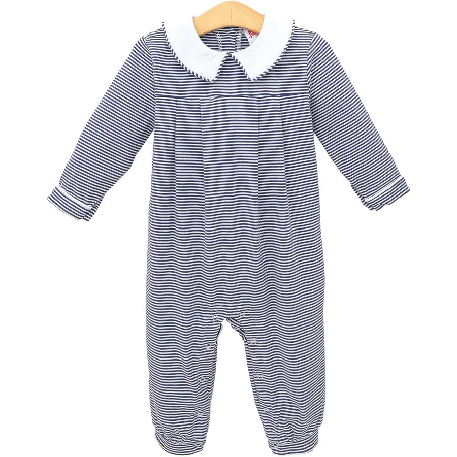 Henry Romper - Navy Stripe
