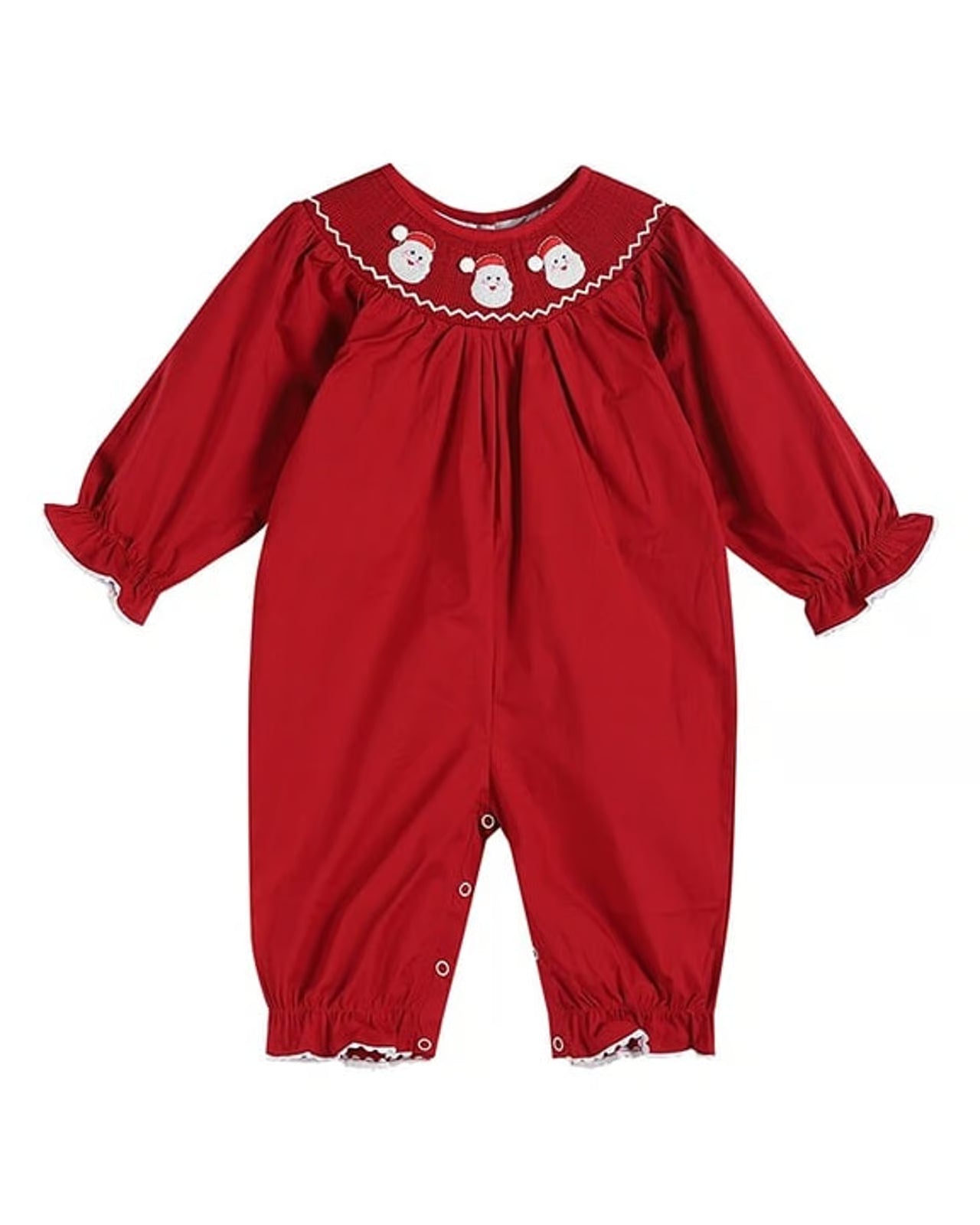 Red and White Santa Smocked Romper