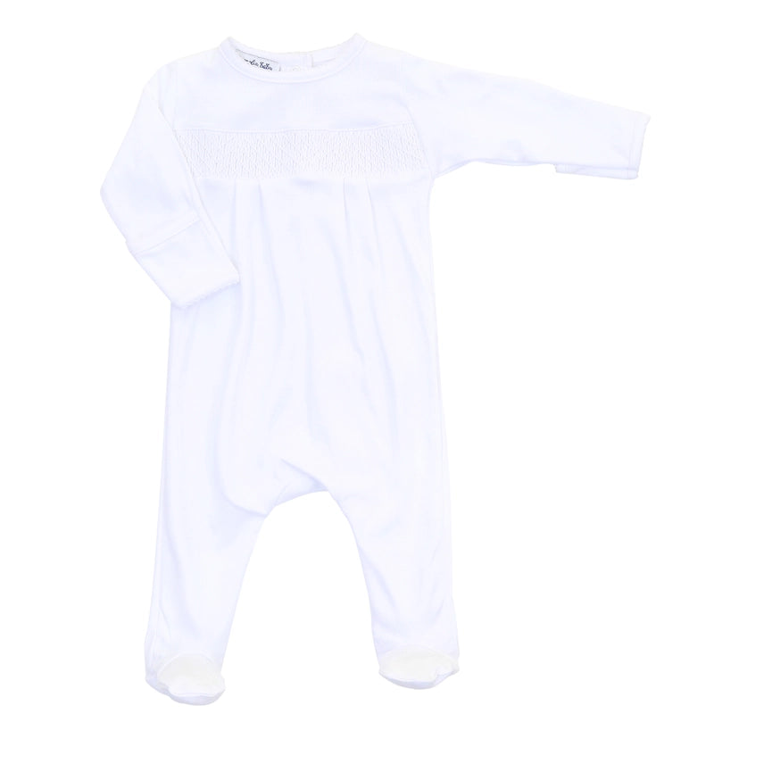 Magnolia Baby Solid White Smocked Footie