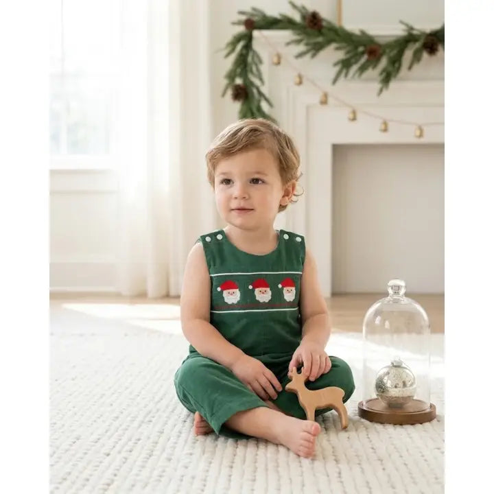 Green Corduroy Santa Smocked Longall