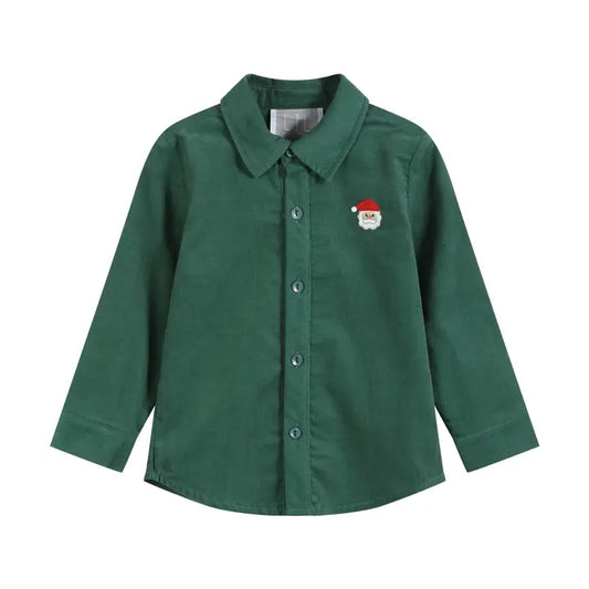 Green Corduroy Santa Dress Shirt
