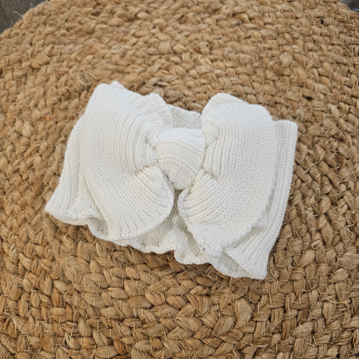 White Oversized Knit Bow